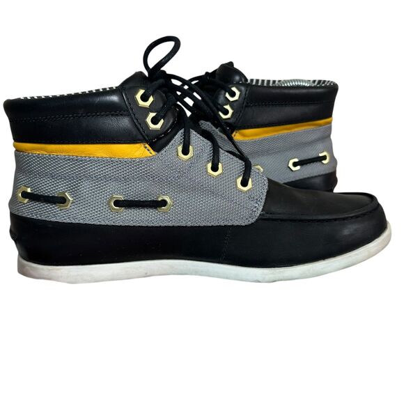 Timberland Oakwell 7 Eye Moc-Toe Boots Men\'s Size 7 Black Leather Gold Emblem